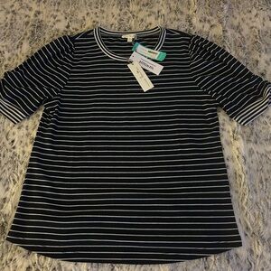 Nine Britton Black and White Striped Tee